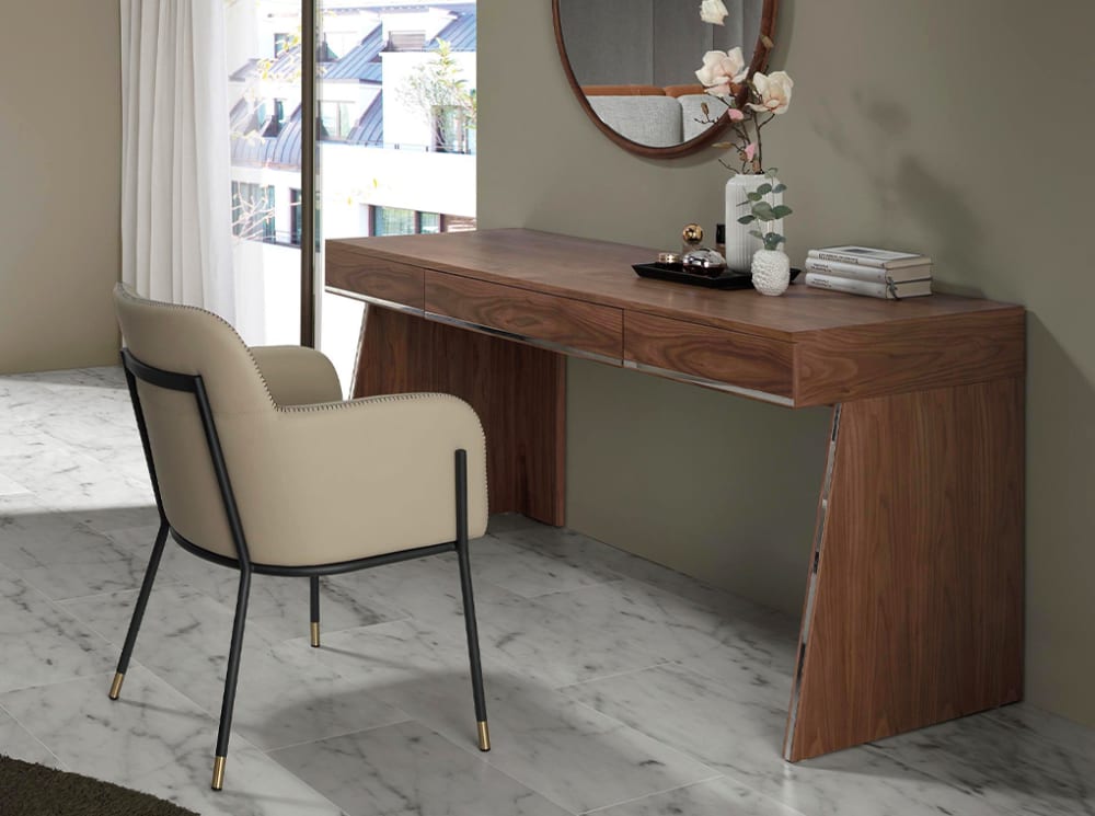 wohnli-moebel-suche-M22010232-1 Bürotisch aus Walnussholz und schwarzem Stahl 61x76x160cm Holz Braun Angel Cerda Möbel Büromöbel Schreibtische
