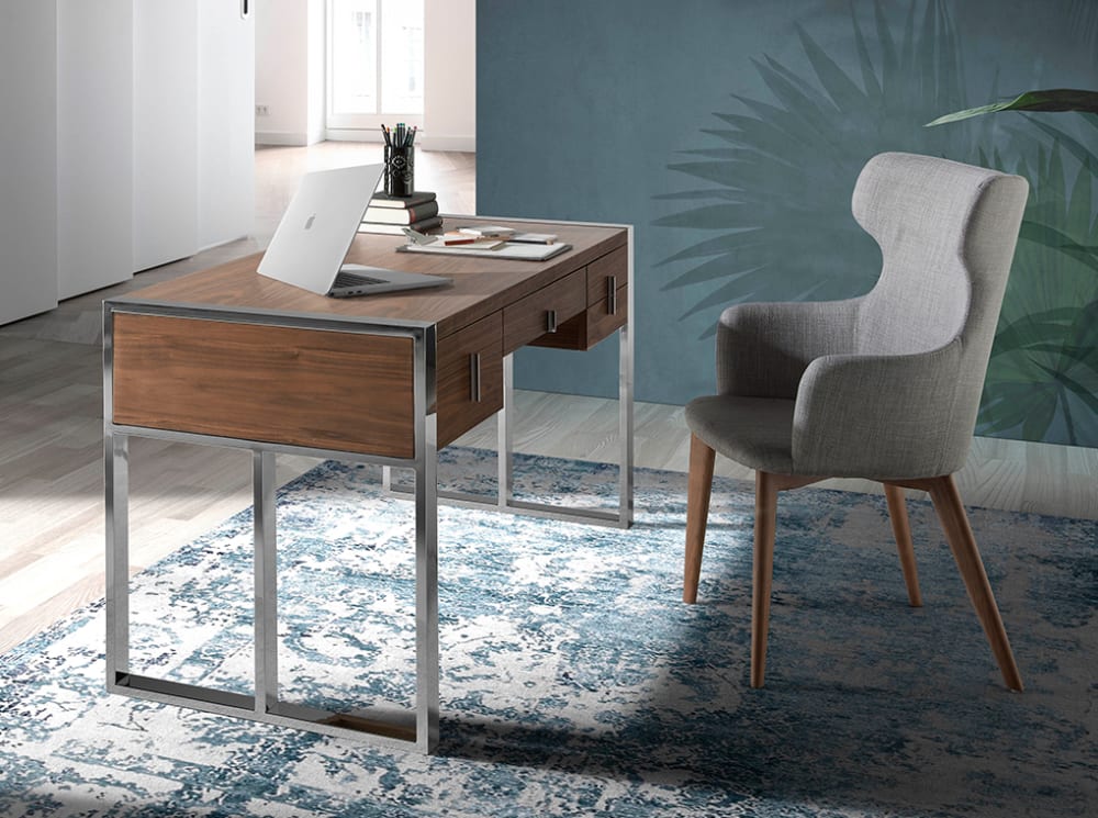 wohnli-moebel-suche-M22010233-1 Schreibtisch aus Walnussholz und Stahl 62x76x158cm Holz Braun Angel Cerda Möbel Büromöbel Schreibtische