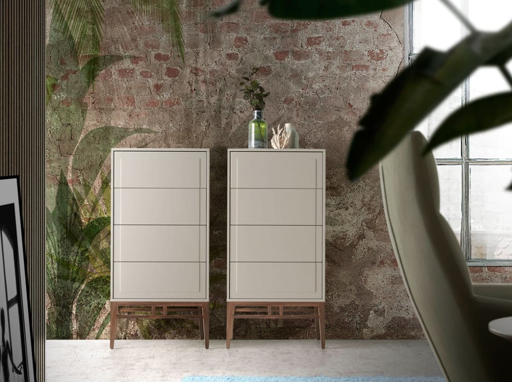 wohnli-moebel-suche-M22010276-1 Grau-Walnuss-Schubladenschrank 45x120x60cm Holz Braun Angel Cerda Möbel Schlafzimmermöbel Aufbewahrungsmöbel