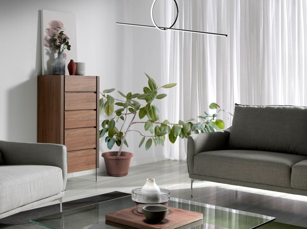 Schubladenschrank aus Walnuss und Glas 39x119x58cm Holz Braun Angel Cerda Möbel Schlafzimmermöbel Aufbewahrungsmöbel
