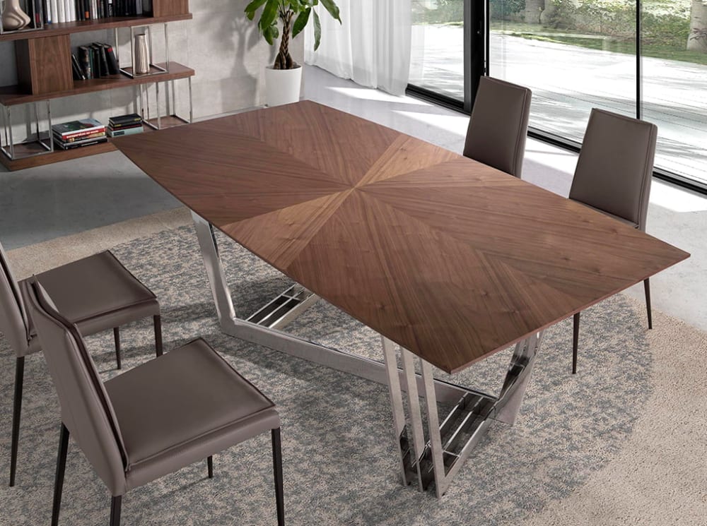 Esstisch aus Walnussholz und Stahl 110x77x220cm Holz Braun Angel Cerda Möbel Esszimmermöbel Esstische