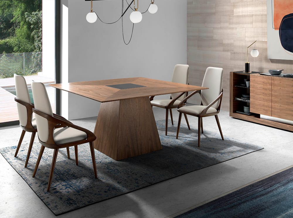 wohnli-moebel-suche-M22010326-1 Quadratischer Esstisch aus Walnussholz 150x79x150cm Holz Braun Angel Cerda Möbel Esszimmermöbel Esstische