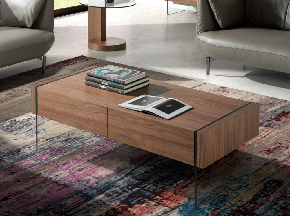 wohnli-moebel-suche-M22010395-1 Couchtisch aus Glas 59x41x127cm Holz Braun Angel Cerda Möbel Wohnzimmermöbel Couchtische