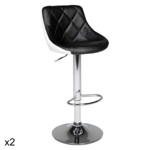 Wohnli Möbelsuche - 2er Set Barhocker aus schwarzem und weißem Kunstleder