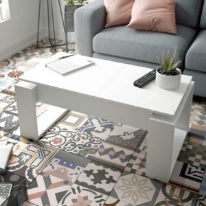 Couchtisch mit hochklappbarer Tischplatte - Weiß 55x54x105cm Holz Weiß Hogar24 Möbel Wohnzimmermöbel Couchtische