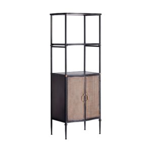 Bücherregal aus Eisen in schwarzer Farbe 58x38x160cm 58x160x38cm Metall Schwarz Kodu Möbel Wohnzimmermöbel Regale