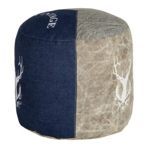 wohnli-moebel-suche-M22018740 Wohnli Möbelsuche - Sitzpouf rund 35x43cm Natur/Blau aus Segeltuch/Jeans Baumwolle Füllung