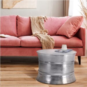 Couchtisch rund Ø62x33 cm Silber aus Aluminium Hammerschlag Design 62x33x62cm Aluminium Silber WOMO-DESIGN Möbel Wohnzimmermöbel Couchtische