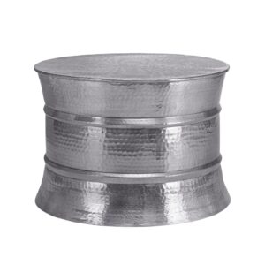 Wohnli Möbelsuche - Couchtisch rund Ø62x33 cm Silber aus Aluminium Hammerschlag Design