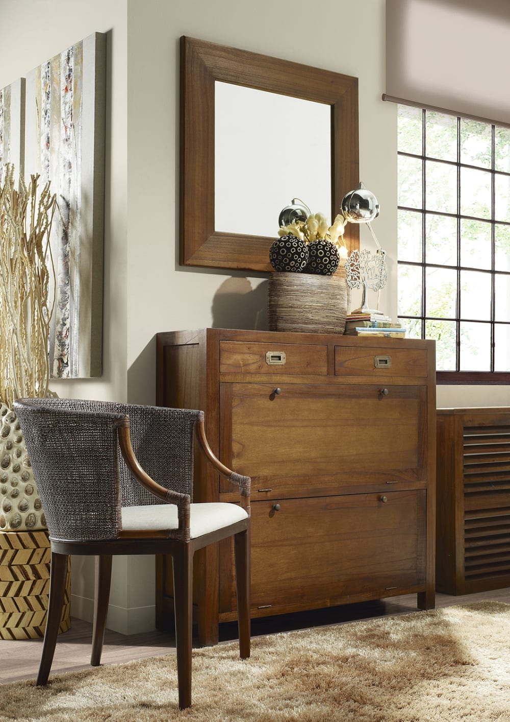 100x100x30cm Holz Braun MOYCOR Möbel Flurmöbel Schuhschränke