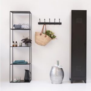 Säulenregal aus mattschwarzem Metall 50x180x30cm Metall Schwarz Decoclico Möbel Wohnzimmermöbel Regale