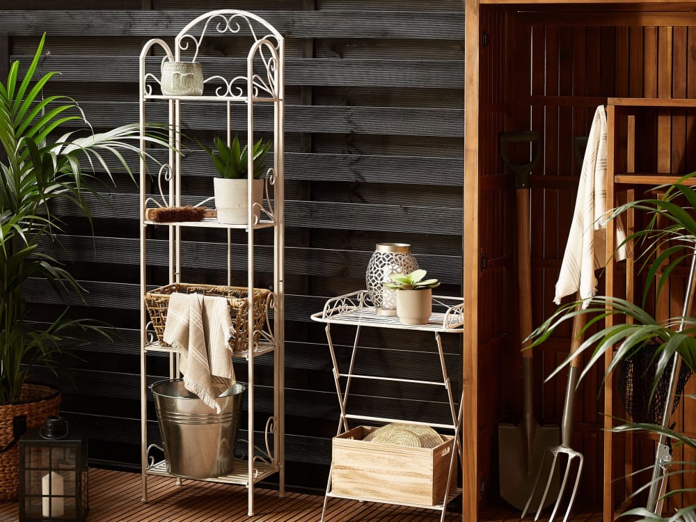 wohnli-moebel-suche-M22027193-1 Regal Metall 166 cm 40 cm Weiß 27x166x40cm Metall Weiß Beliani Möbel Wohnzimmermöbel Regale