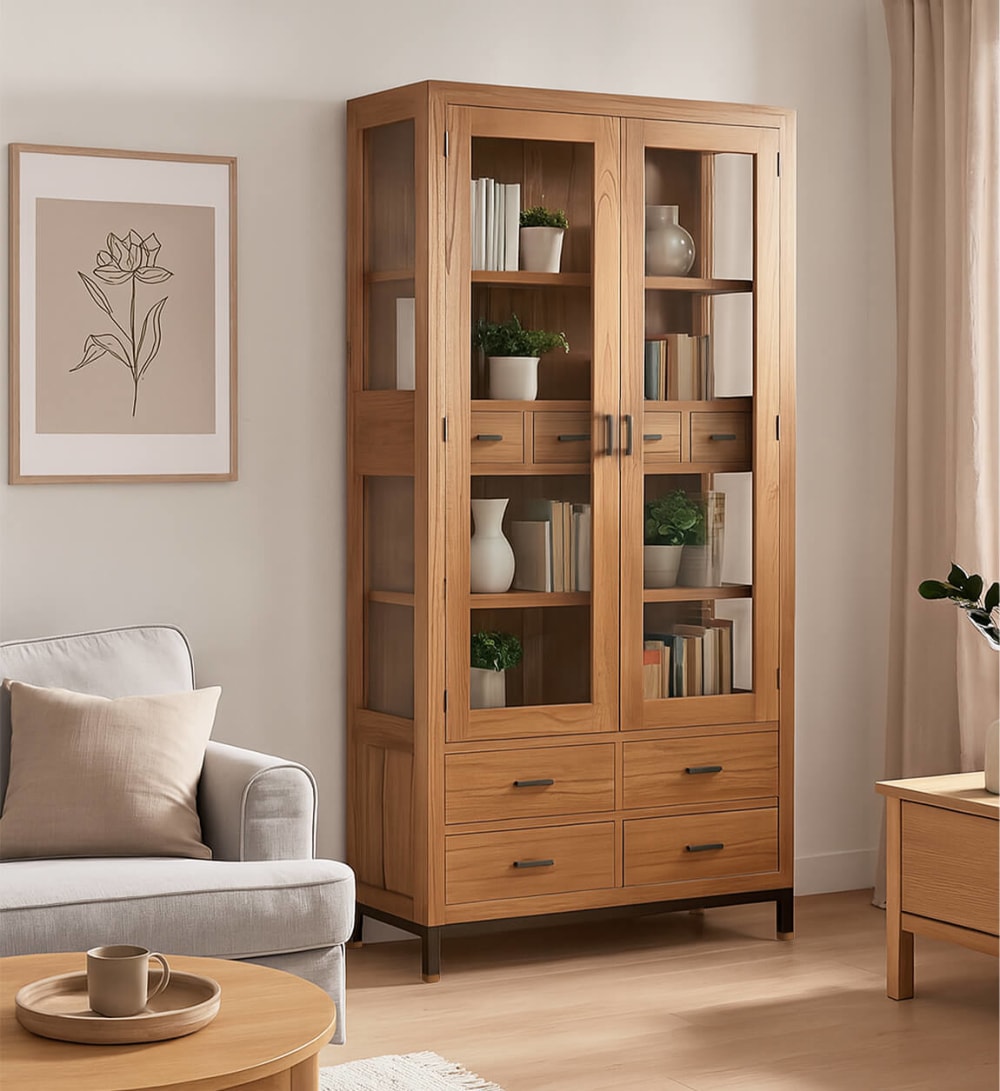 100x190x40cm Holz Braun MOYCOR Möbel Esszimmermöbel Vitrine und Vitrinenschrank