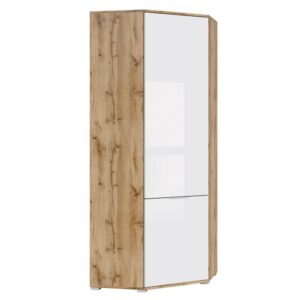 Schrank mit 2 Türen, Weiß und Holzoptik, 195cm 78x195x78cm Spanplatte Weiß Petits meubles Möbel Schlafzimmermöbel Schränke