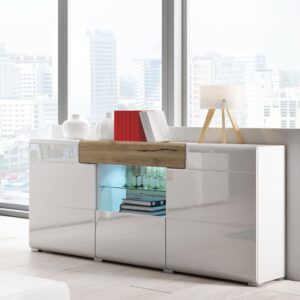 159x82x39cm Spanplatte Weiß Petits meubles Möbel Esszimmermöbel Sideboards, Highboards & niedrige Anrichten