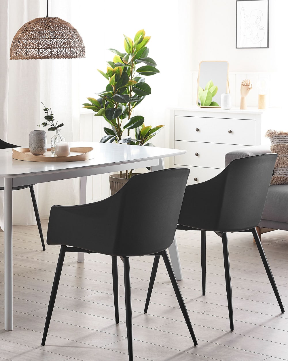Esszimmerstuhl 2er Set aus Kunststoff, schwarz 51x83x57cm PVC - Polyvinlychlorid Schwarz Beliani Möbel Esszimmermöbel Stühle