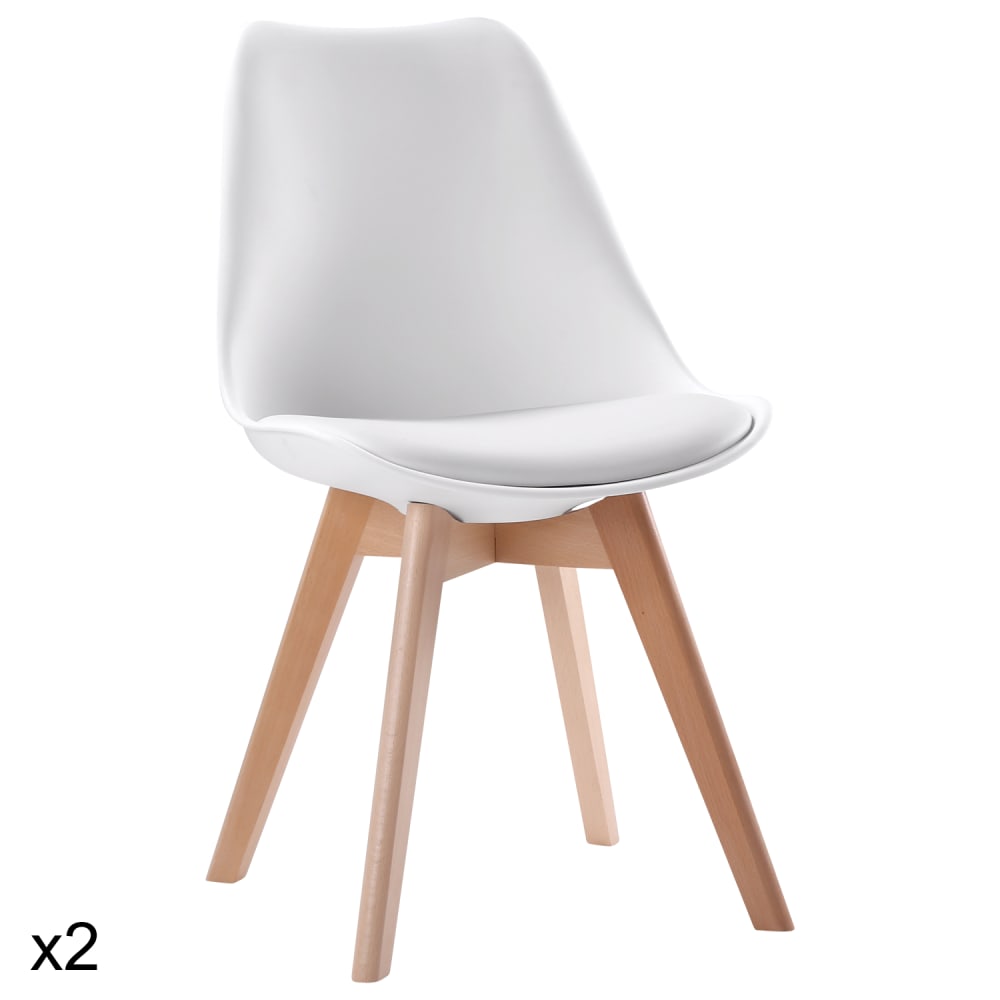 wohnli-moebel-suche-M22036690 Wohnli Möbelsuche - 2er Set Stühle im skandinavischen Stil in Weiß und Buchenholz