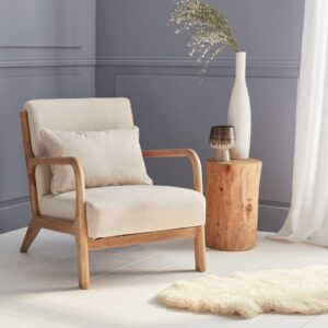 wohnli-moebel-suche-M22037658-1 Moderner Sessel aus Holz und Stoff 65x79x80cm Stoff Beige sweeek Sofas und Sessel Sessel, Poufs und Fußbänke Sessel