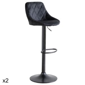 Wohnli Möbelsuche - 2er Set Barhocker aus schwarzem Samt