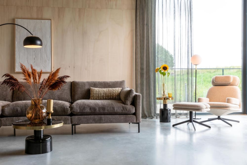 Bequemes 5-Sitzer-Sofa mit Mikrofaserbezug in Kaffee 335x82x101cm Stoff Braun Zuiver Sofas und Sessel Sofas 2-Sitzer-Sofas & 3-Sitzer-Sofas