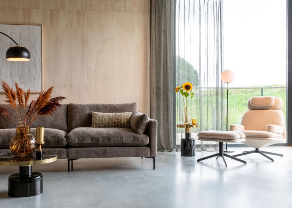 230x82x101cm Stoff Braun Zuiver Sofas und Sessel Sofas 2-Sitzer-Sofas & 3-Sitzer-Sofas