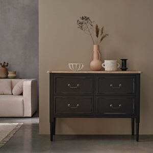 wohnli-moebel-suche-M22039715-1 Kommode aus massivem Mahagoni 120 cm 120x90x41cm Holz Schwarz BERAH GETAH Möbel Schlafzimmermöbel Kommoden