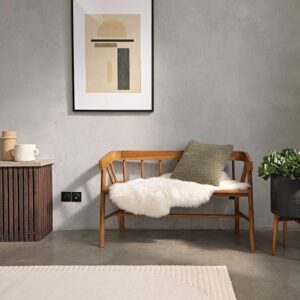 Bank aus massivem Teakholz 120 cm 120x72x120cm Holz Beige BERAH GETAH Möbel Esszimmermöbel Sitzbank und Holzbank