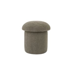 Wohnli Möbelsuche - Pilzförmiger Pouf mit Bezug aus braunem Bouclé-Frottee