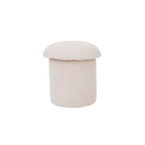 wohnli-moebel-suche-M22040003 Wohnli Möbelsuche - Pilzförmiger Pouf mit Bezug aus beigefarbenem Bouclé-Frottee