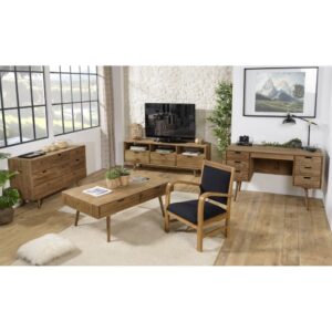 Wohnli Möbelsuche - Sessel aus Teakholz und schwarzem Stoff