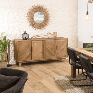 Sideboard mit 4 Türen aus recycelter Kiefer 180x85x48cm Holz Braun MACABANE Möbel Esszimmermöbel Sideboards, Highboards & niedrige Anrichten