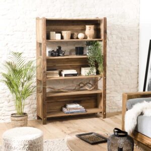 Regal mit 5 Ebenen aus recyceltem Kiefernholz 106x162x36cm Holz Braun MACABANE Möbel Wohnzimmermöbel Regale