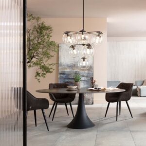 wohnli-moebel-suche-M22045555-1 Esstisch für 6 Personen aus schwarzem Aluminium und Sandstein L180 180x76x120cm Keramik Schwarz Kare Design Möbel Esszimmermöbel Esstische