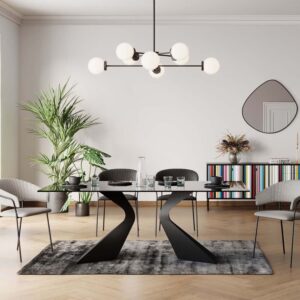 200x75x100cm Glas Schwarz Kare Design Möbel Esszimmermöbel Esstische