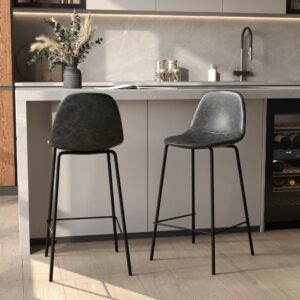 wohnli-moebel-suche-M22049942-1 2er-Set Stühle für zentrale Insel 65 cm aus grauem Kunstleder 41x89x43cm PVC - Polyvinlychlorid Schwarz Maison Pavane Möbel Esszimmermöbel Barhocker