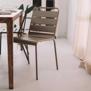 Metallstuhl im industriellen Stil Taupe 53x83x42cm Stahl Beige Oviala Möbel Esszimmermöbel Stühle