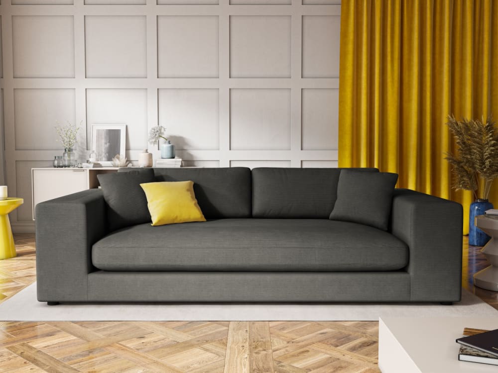 4-Sitzer Sofa aus Cord dunkelgrau 262x72x122cm Stoff Grau CXL by Christian Lacroix Sofas und Sessel Sofas 2-Sitzer-Sofas & 3-Sitzer-Sofas