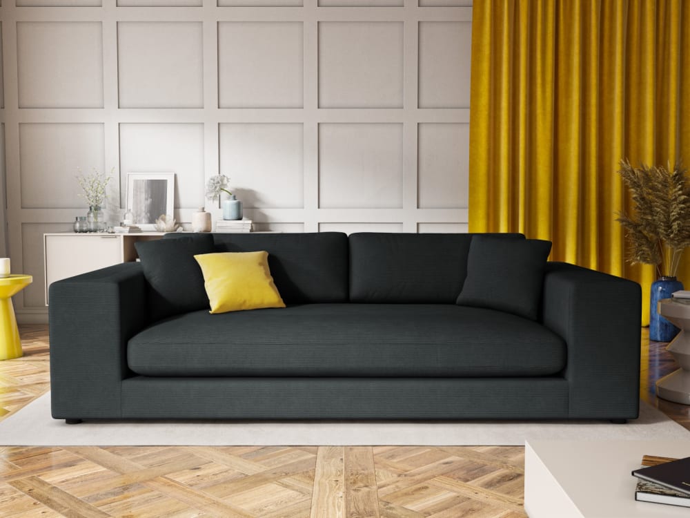 4-Sitzer Sofa aus Cord schwarz 262x72x122cm Stoff Schwarz CXL by Christian Lacroix Sofas und Sessel Sofas 2-Sitzer-Sofas & 3-Sitzer-Sofas