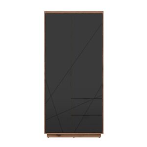 94x201x57cm Spanplatte Schwarz Petits meubles Möbel Schlafzimmermöbel Schränke