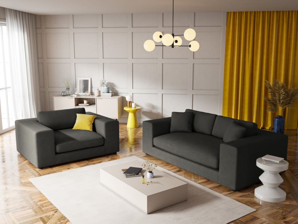 5-Sitzer Sofa aus Cord dunkelgrau