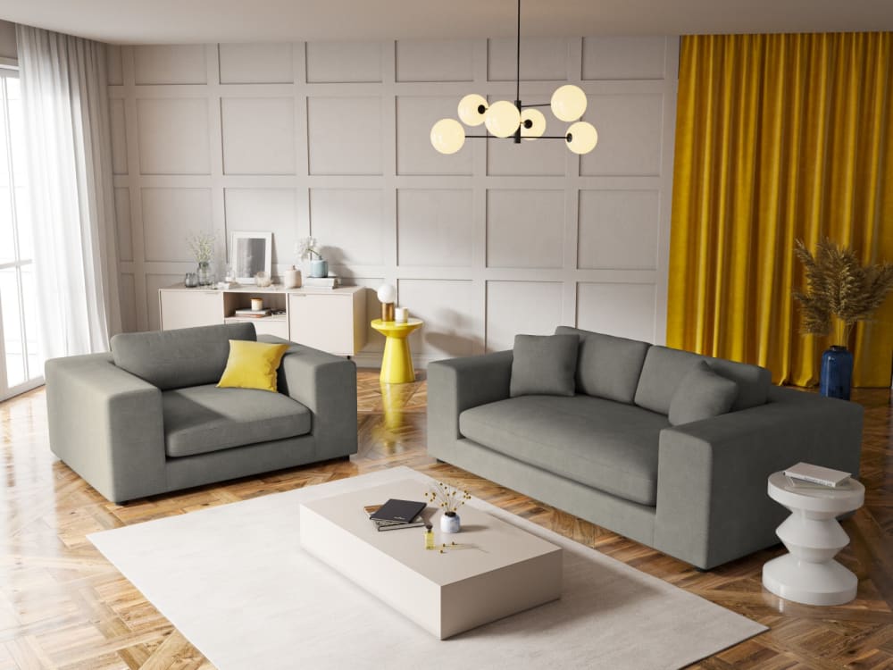 5-Sitzer Sofa aus Cord hellgrau