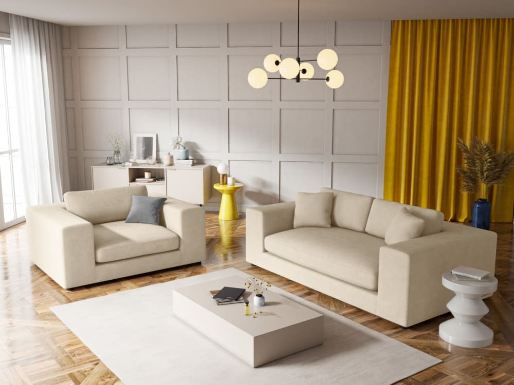5-Sitzer Sofa aus Cord leichtes beige