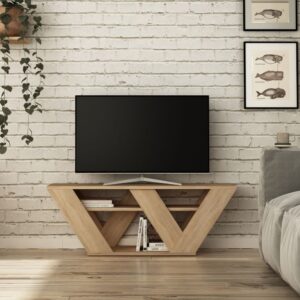 TV-Möbel mit 3 Regale L110 cm - Dekor Eiche 110x40x30cm Spanplatte Braun Toilinux Möbel Wohnzimmermöbel TV-Möbel