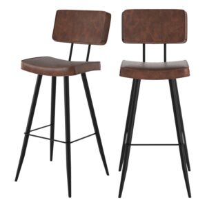 wohnli-moebel-suche-M22056138 Wohnli Möbelsuche - Set aus 2 braunen Barhockern aus synthetischem Leder