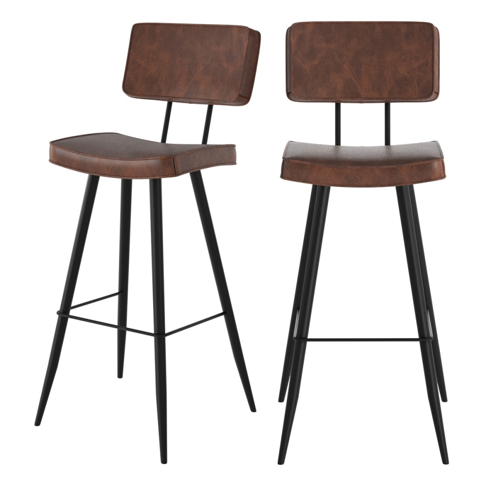 wohnli-moebel-suche-M22056138 Wohnli Möbelsuche - Set aus 2 braunen Barhockern aus synthetischem Leder
