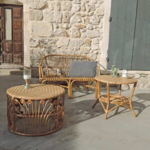 wohnli-moebel-suche-M22057445-1 Beistelltisch aus Rattan naturfarben geflochten 59x49x59cm Rattan Braun Decoclico Möbel Wohnzimmermöbel Beistelltische
