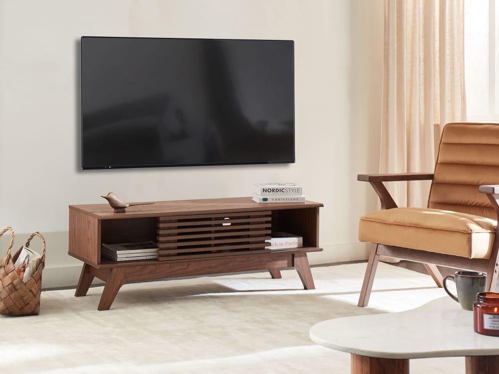 wohnli-moebel-suche-M22057550-1 TV-Möbel Dunkelbraun 35x44x117cm Spanplatte Braun Beliani Möbel Wohnzimmermöbel TV-Möbel