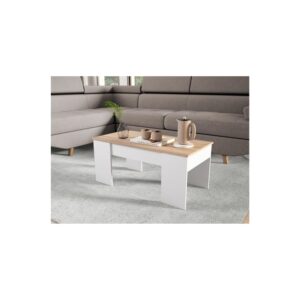 wohnli-moebel-suche-M22059981-1 Couchtisch mit hochklappbarer Platte L100 cm - Weiß 100x57x50cm Holz Weiß Usinestreet Möbel Wohnzimmermöbel Couchtische