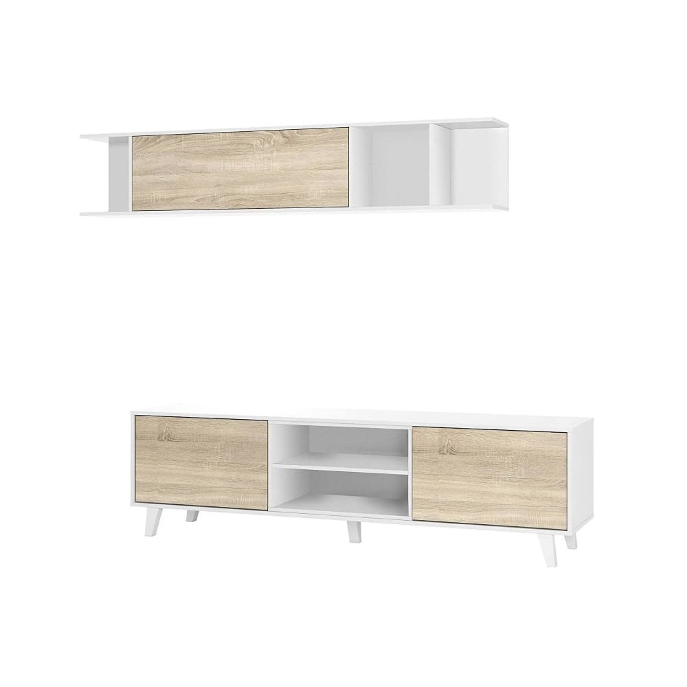wohnli-moebel-suche-M22060167 Wohnli Möbelsuche - Dmora Wohnwand Buffalo 180x41x51h cm Weiß 6 Regale 8 Fächer