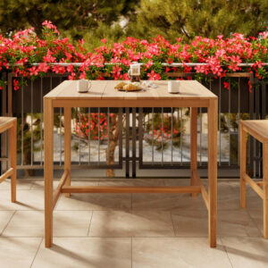wohnli-moebel-suche-M22063546-1 Außentisch aus massivem Teakholz für 4 Personen 120x105x70cm Holz Braun Maison Pavane Möbel Esszimmermöbel Barmöbel